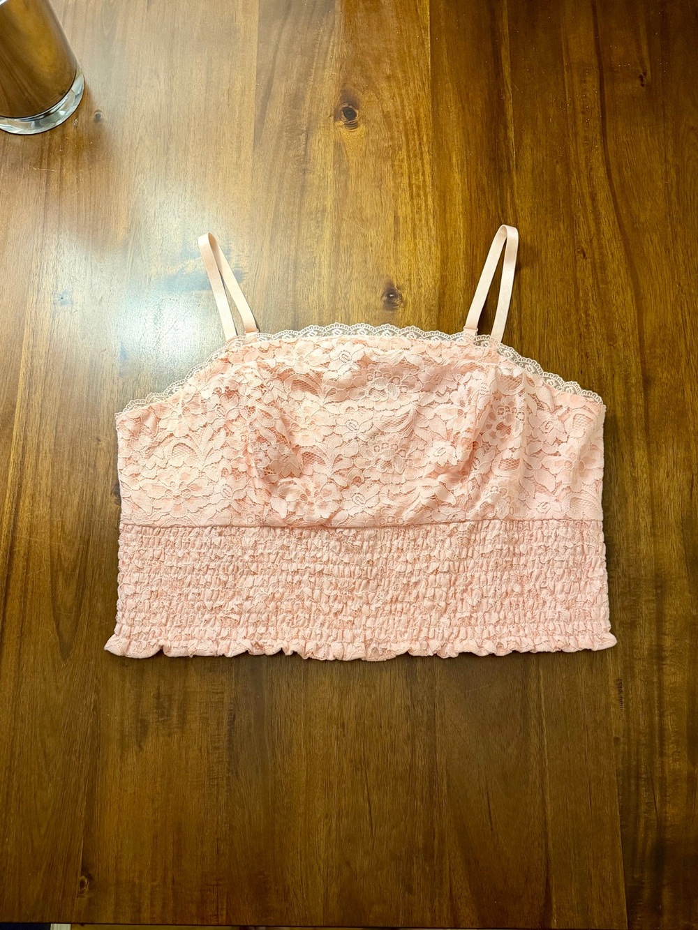 Torrid Lace Smocked Cropped Cami Tank Top - Blush Pink